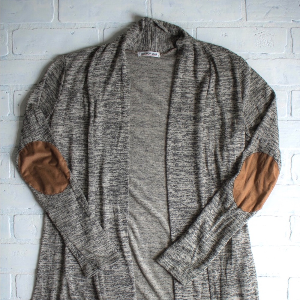 Gray Cardigan with Patches
